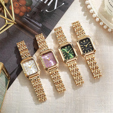 Reloj de cuarzo de moda de lujo para dama escala simple calidad cuadrada chapado en oro para mujer