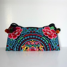 Bolso de Hombro Estilo Vintage Tailandés Hmong Hecho a Mano Floral Bordado Bolso de Mano