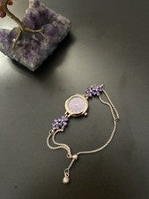 Orologio Donna Bracciale Floreale Viola con Strass – Nuovo ✨