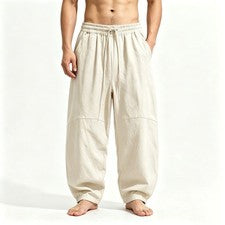 Hombres Estilo Chino Pantalones de Kung Fu Tai Chi Sueltos Informales Pierna Ancha Pantalones Retro