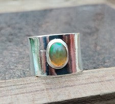 Anillo de ópalo etíope de plata de ley 925 hecho a mano joyería de ópalo todas las tallas MO*