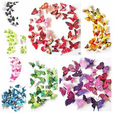 12 Piezas Calcomanía Arte Mariposa Decoración del Hogar PVC Mariposas Pared Mural Pegatinas