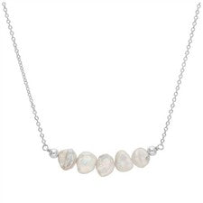 Collar de 5 perlas barrocas de agua dulce de plata de ley de 20+2 pulgadas