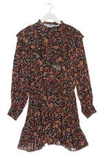 Vestido mujer Zara manga larga estampado viscosa rojo negro talla 38