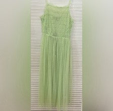 Vestido de alta costura Romeo + Juliet para mujer mediano verde malla transparente cremallera lateral punto suizo