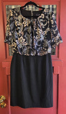 Vestido midi floral multicolor camel negro Connected Apparel para mujer talla 6 nuevo con etiquetas