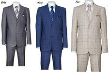TRAJES DE HOMBRE 2 BOTONES A CUADROS, DOBLE VENTILACIÓN, PANTALONES PLANOS DELANTEROS, CORTE AJUSTADO 570203