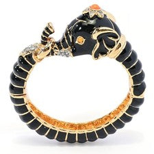 Brazalete Brazalete Kenneth Jay Lane Chapado en Oro 22K Esmalte y Topacio Simulado Elefante