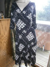 Mujer Talla XL Negro Blanco Favorecedor Jersey Elástico Vestido Cinturón Cuello en V LINDO