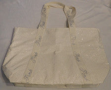 Bolso de Mano Grande Victoria's Secret Para Mujer ROSA Invierno Blanco Plateado Brillante Nuevo con Etiquetas