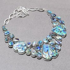 Collar hecho a mano de joyas de regalo étnico de moda con concha de abulón de piedras preciosas de 18"