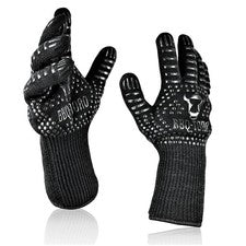 Guantes de barbacoa BBQ-Toro (2 piezas), resistentes al calor + ignífugos, hasta 800 °C
