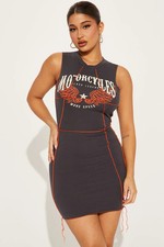 Mini Vestido Motociclista Bodycon Gris Para Mujer Moda Nova Poliéster Spandex