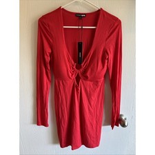 Mini vestido rojo manga larga Fashion Nova para mujer talla mediana nuevo con etiquetas