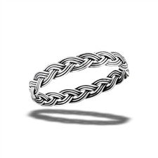 Anillo de plata esterlina tejido a mano con banda - Embalaje de regalo gratis