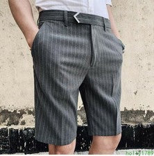 Pantalones cortos a rayas para hombre Pantalones rectos Verano británico Calce ajustado Moda Talla