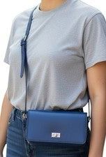 Bolso de mano de cuero real de vaca para mujer Bandolera de hombro Bolso azul Cartera Nuevo
