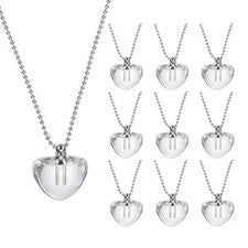 Collar Vial 10 Piezas, Botella Perfume Corazón Vidrio Acero Inoxidable 19.7mm, Transparente