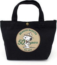 Hapitas Mini Tote Bento Bolsa de Almuerzo Cacahuetes Snoopy Beagle Scouts Negro