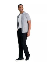 Pantalón de vestir Haggar para hombre, estilo HD00676 negro liso elástico 42Wx29L