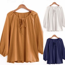 Venta caliente Para mujeres Informal Moda Manga Larga Cuello en O Suelta Camiseta Suelta Prendas para el torso