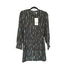 NUEVO Vestido corto estampado para mujer Zara talla M manga larga