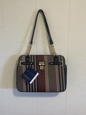 Bolso de Mano Adrienne Vittadini South Hampton Colección Rayas Chocolate/Bronceado