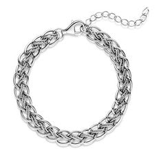 MATERIA Damen Armband Silber 925 Doppelpanzer 6mm rhodiniert 18-23cm verstellbar