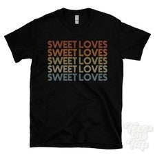 CAMISETA ESTILO RETRO REPETIDO DULCE AMORES para hombre y mujer Reino Unido top name regalo