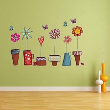 Juego de 3 pegatinas extraíbles para maceta decoración de pared de flores para el hogar colores surtidos