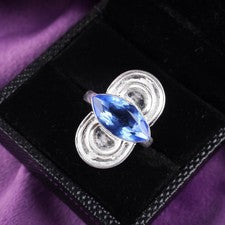 Anillo de plata 925 marquesa genuina tanzanita hermana banda promesa declaración joyería