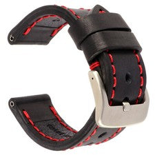 Correa de reloj negra de cuero de vaca de 26 mm para INVICTA con hebilla de alta resistencia roja