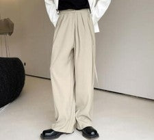 Para hombres Nuevo Moda Informal Suelto Volantes Pierna Ancha Pantalones Juvenil Traje Pantalones Fiesta