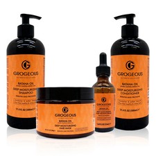 Grogeous Batana Oil Set de Cuidado del Cabello - Champú, Acondicionador, Aceite de Crecimiento y Mascarilla