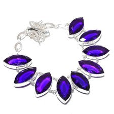 Collar de joyería de plata de ley 925 hecho a mano de turmalina púrpura facetada 18" p112