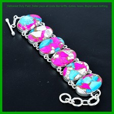 Algodón Caramelo Turquesa Piedra Boho Cadena Madre Regalo Nuevo Pulsera Plata de Ley