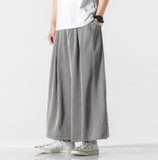 Pantalones sueltos de pierna ancha estilo Japón lino algodón moda juvenil para hombre NW
