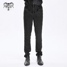 Diablo Moda Hombres Negro Gótico Retro Jacquard Fiesta Pantalones Elegantes Pantalones Ajustados
