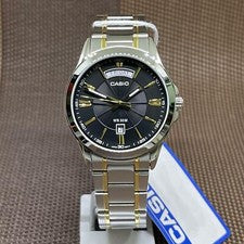 Casio MTP-1381G-1A dos tonos de acero inoxidable pulsera reloj de vestir para...