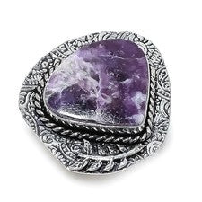 Anillo de regalo de joyería de plata de ley 925 hecho a mano con piedras preciosas de lepidolita talla 8 L011