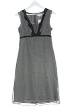 Vestido Heine líneas A negro estampado integral midi entallado talla 36