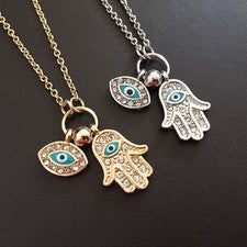 Collar Palma Fátima Mal de Ojo Hamsa Mano Cadena Colgante Joyería para Mujer