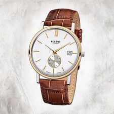Regent Cuero Reloj para Hombre GM-1449 Reloj de Cuarzo Pulsera Braun URGM1449