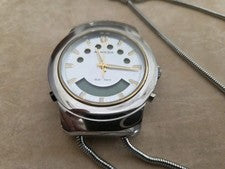 Reloj Hombre Almeda Multi Alarma Tono Plateado/Dorado Cuero Marrón 38mm ¡COMO ESTÁ!!