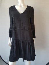 Vestido HALLHUBER negro estampado de agujeros talla 36 = UK8 ** NUEVO
