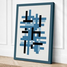 Impresión en lienzo geométrica de intervalos azules arte de pared decoración del hogar listo para colgar