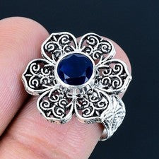 Anillo de joyería de plata esterlina 925 hecho a mano con piedras preciosas...