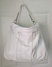 NUEVO Bolso de Hombro Grande Lambertson Truex Cuero Blanco 17"