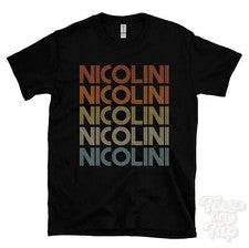 CAMISETA NICOLINI ESTILO RETRO REPETIDO Hombre y Mujer Novedad Genial Nombre Regalo
