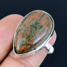 Anillo de joyería de plata esterlina 925 hecho a mano de piedras preciosas Un...